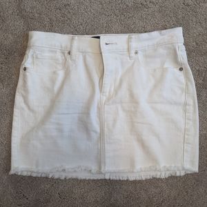 White denim mini skirt
